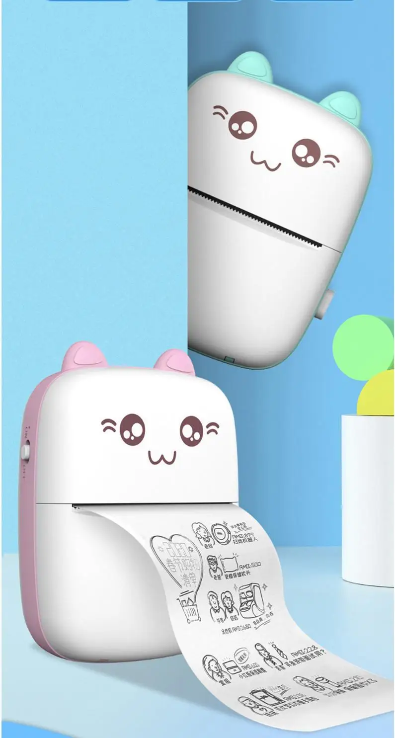 Mini Portable Thermal Printer CAT Print Paper Photo Pocket Thermal Printer c9 Printing Wireless Android I OS Printer 2023 New