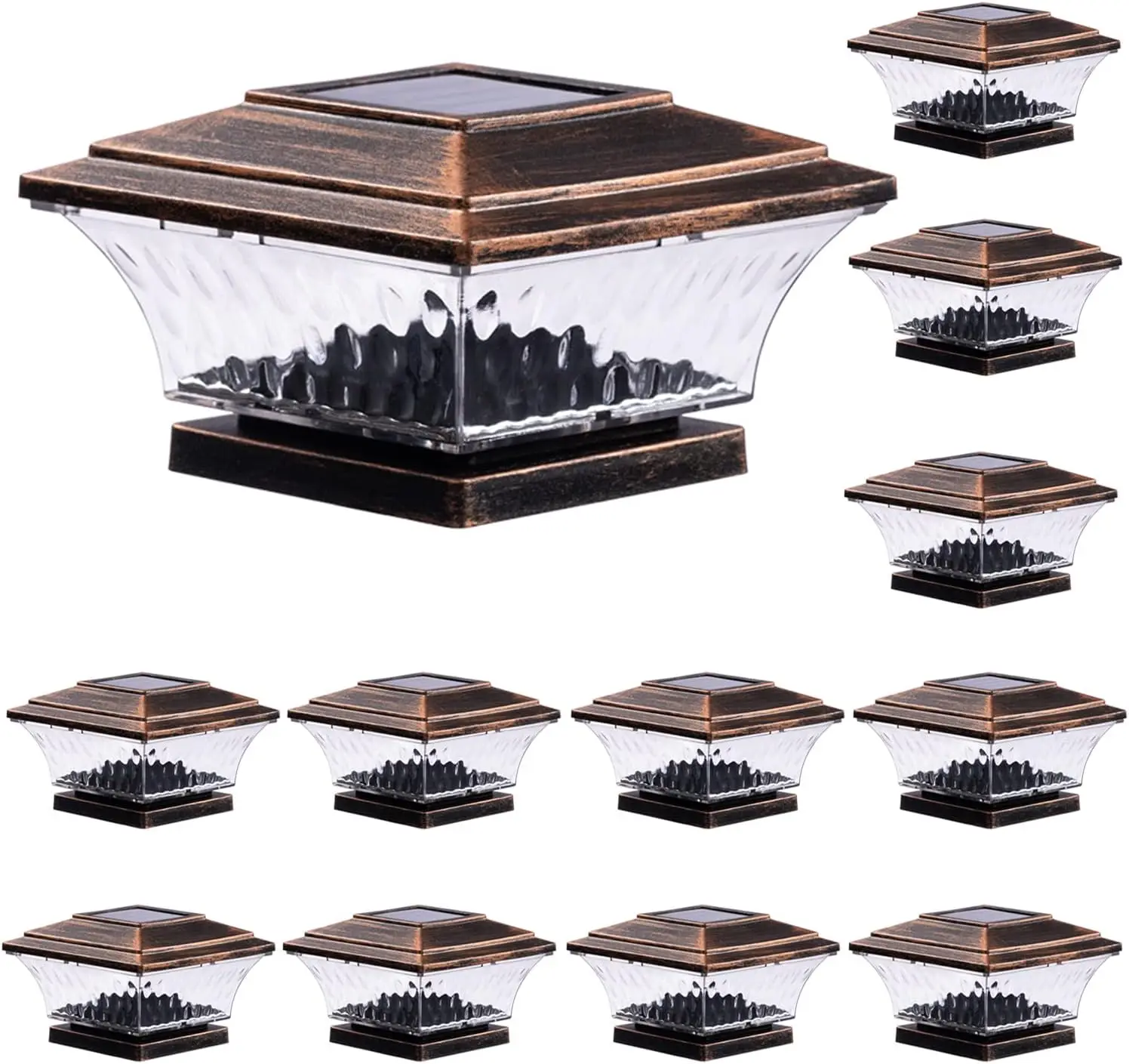 

Солнечные светильники для столбов, уличные светодиодные фонари для террас и заборов с двумя режимами освещения: теплый/яркий белый свет, для деревянных столбов 4x4 (12 шт.)