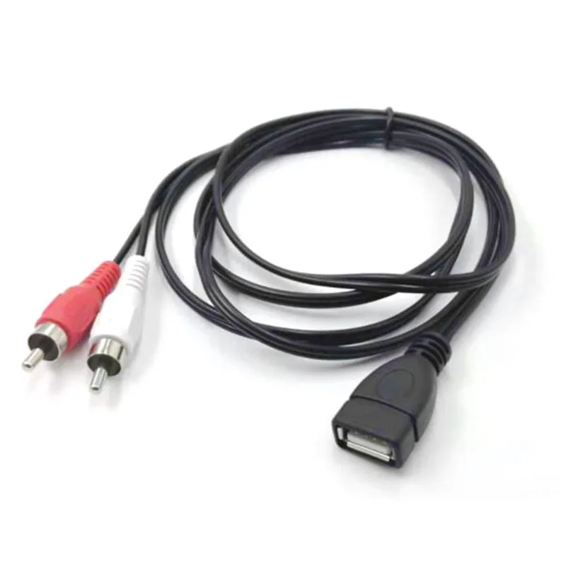 USB 2.0 A Female Socket To 2 RCA 2RCA Male Plug connector converter Audio Video Extension Cable Adapter wire 1.5M/5 Ft W1