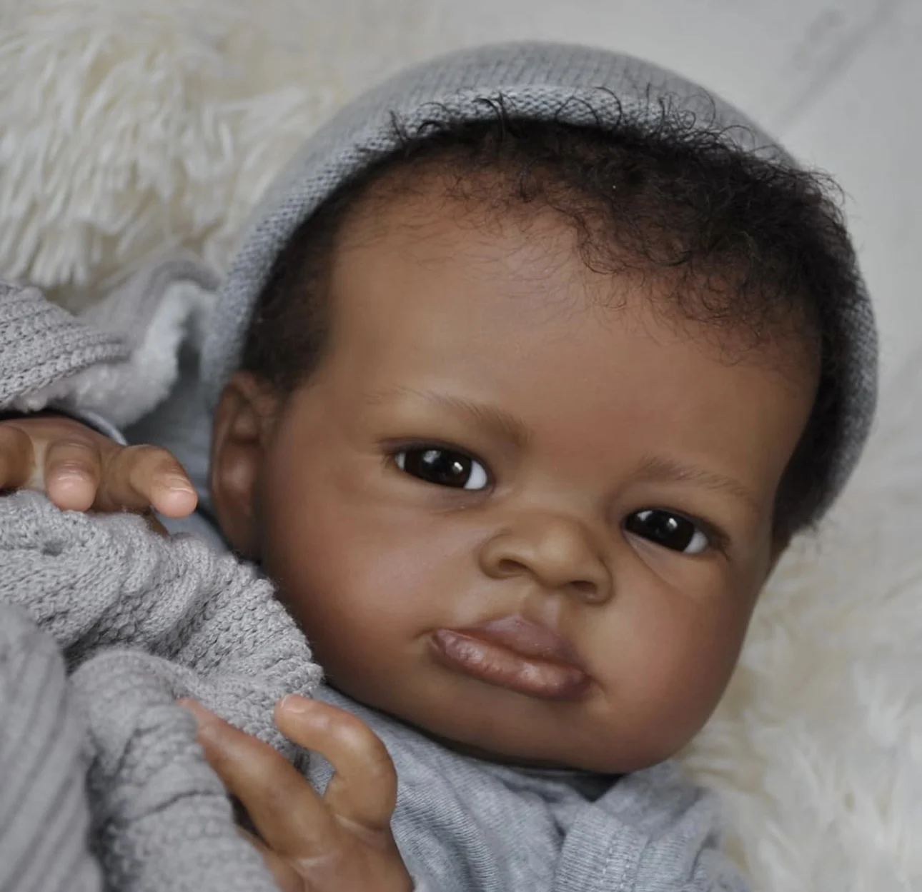 

18Inch 3D Painted Dark Skin Lanny Bebe Reborn With Handmade Rooted Hair Soft Cloth Body Lifelike Realistic Reborn Doll