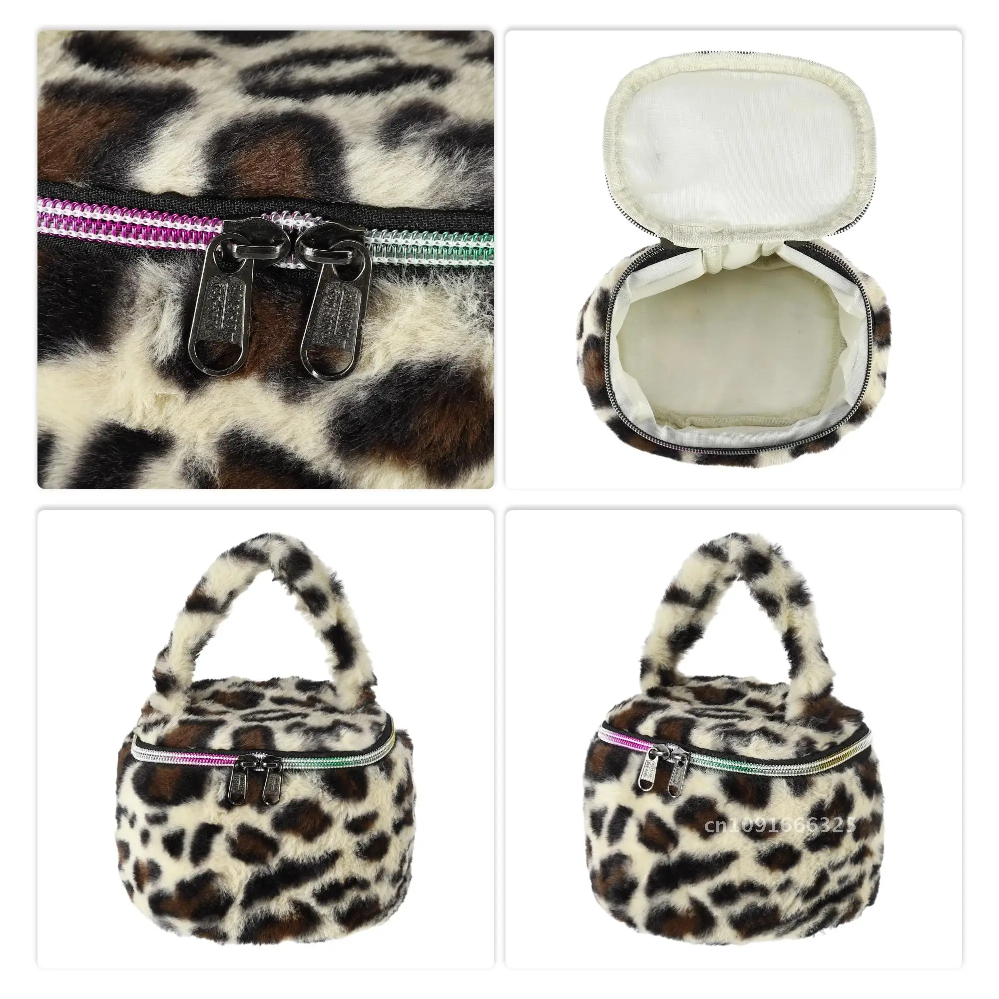 Bolsa feminina vintage para armazenamento de unhas, portátil, leopardo, organizador de cosméticos, caixa impressa, recipiente, zíper, maquiagem