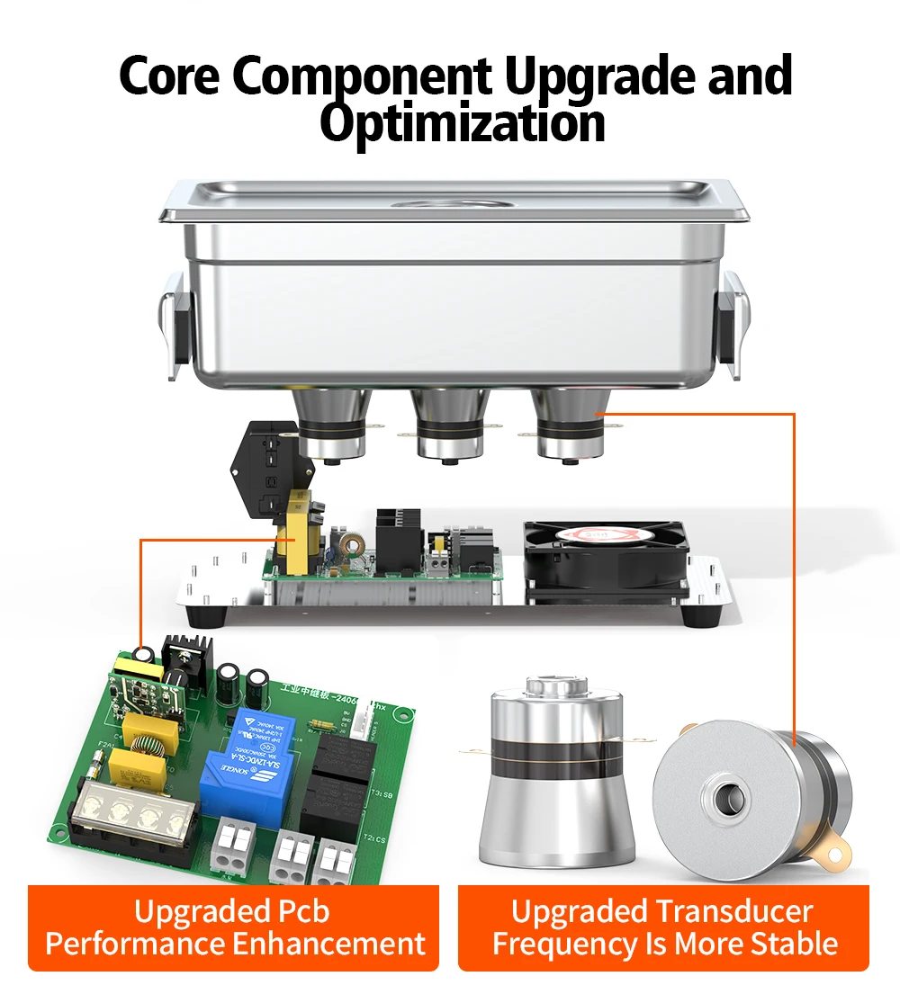 เครื่องทำความสะอาดอัลตราโซนิกอุตสาหกรรมแบบถังเดี่ยว Granbo Manufacturing สำหรับทำความสะอาดเครื่องยนต์รถยนต์ DPF ขนาด 38 ลิตร อ่างอัลตราโซนิก เครื่องทำความสะอาดอัลตราโซนิก