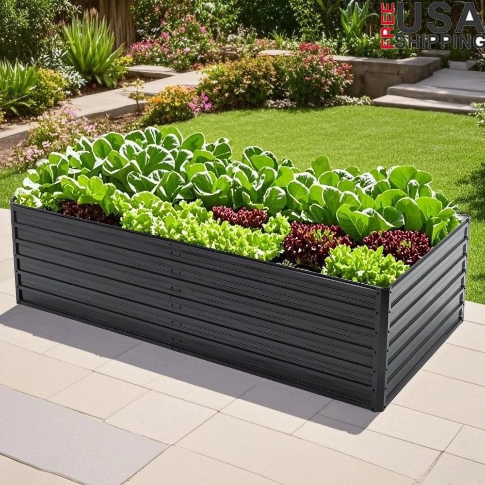 

Galvanized Raised Garden Bed Kit 8x4x2ft Metal Planter Box 481 Gallon Deep Root Vegetables Flowers Herbs Outdoor Use