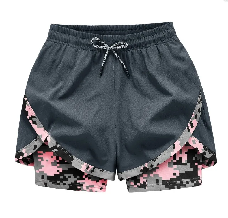 Women's 2-in-1 Gym Shorts with Pockets High Waist Quick Dry Breathable Lightweight Workout Running Swim Beach Casual Outdoor