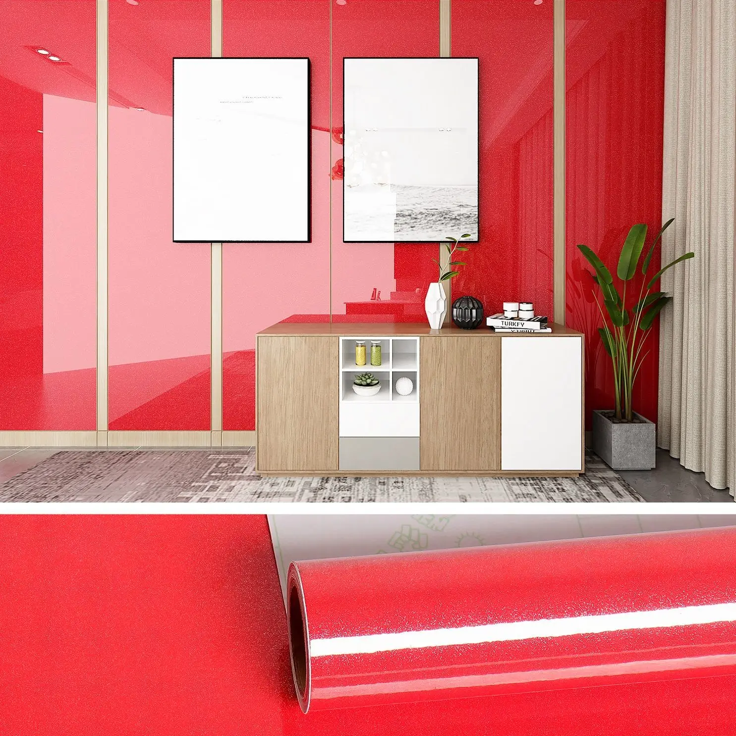 Papel de pared autoadhesivo de PVC, película decorativa de bricolaje, blanco perla, pegatinas de renovación de muebles, papel tapiz impermeable para