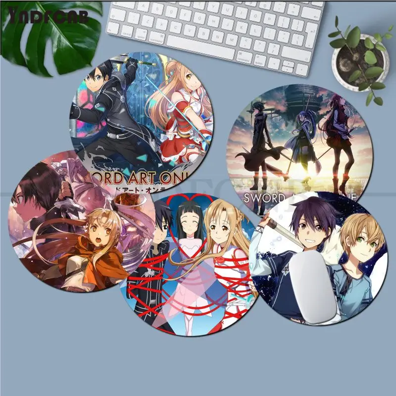 

Sword Art Online Mousepad Round Custom Skin Desktop Desk Kawaii Gaming Accessories Students Writing Pad for PC Mouse Carpet