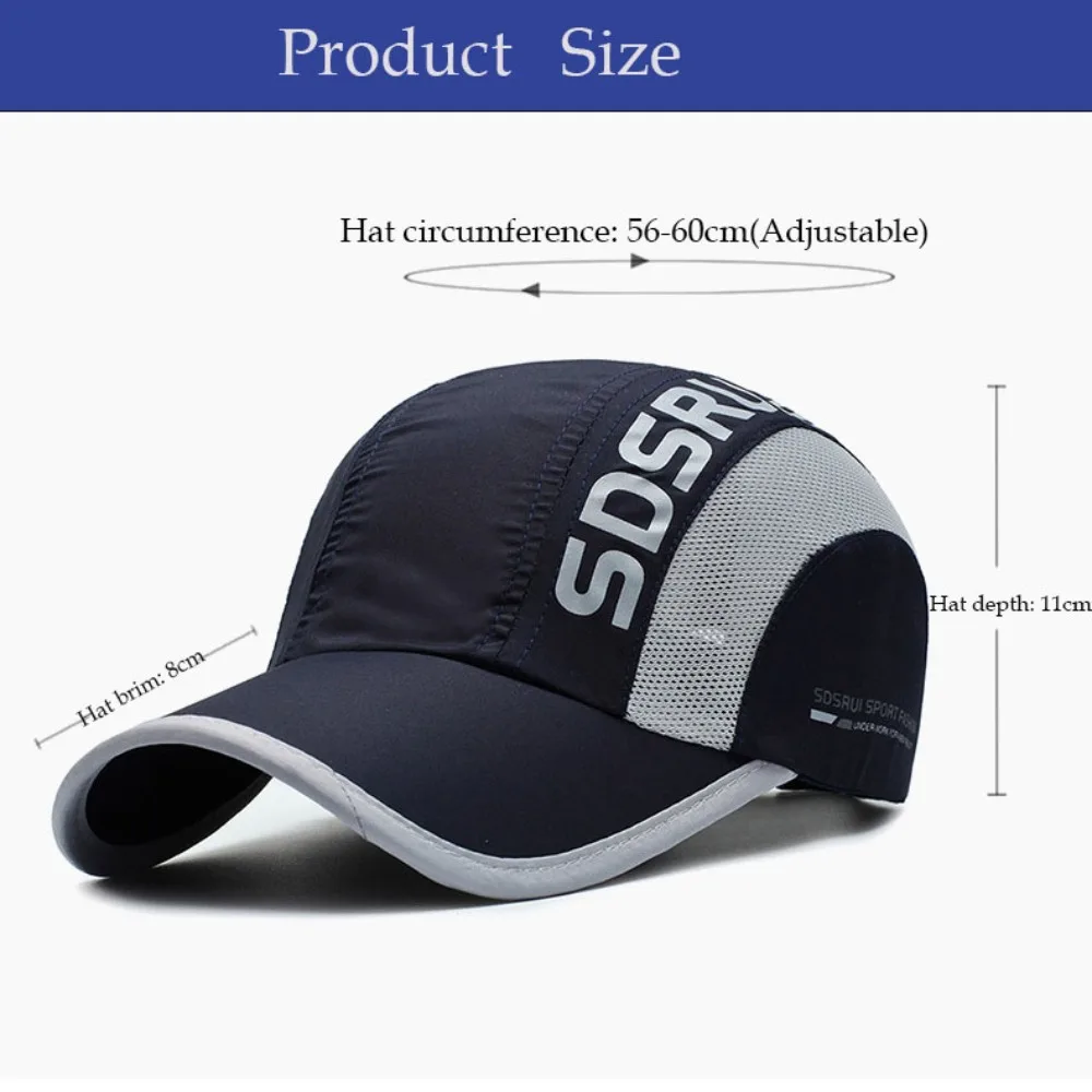 Fashion Quick Drying Baseball Cap Adjustable Ultrathin Sun Visor Cap Breathable UV Protection Cap Outdoor Fishing Hiking Golf