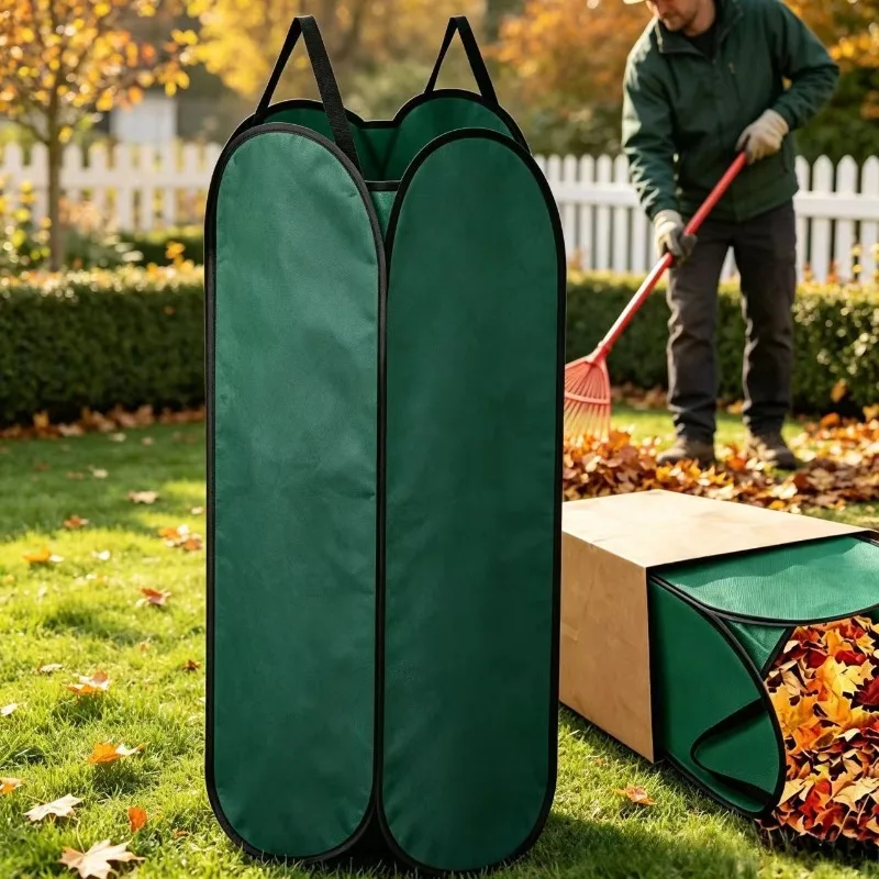 Garden Yard Large Foldable Leaf Collector Bag with Handle Reusable Dustpan Pouches Lawn Waste Trash Pick Up Storage Bag
