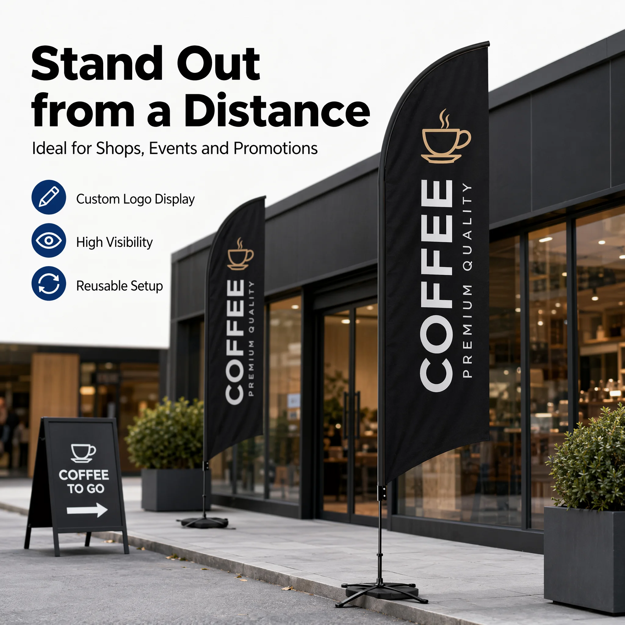 Custom Blade Flag Banner with Stand Cross Base Outdoor Advertising Feather Flag Logo Display Sign for Business Events