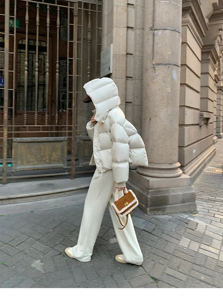 2026 New Women's Winter Short Hooded Puffer Jacket Korean Loose Thick Padded Jackets Female Lightweight Warm Solid Padded Parkas