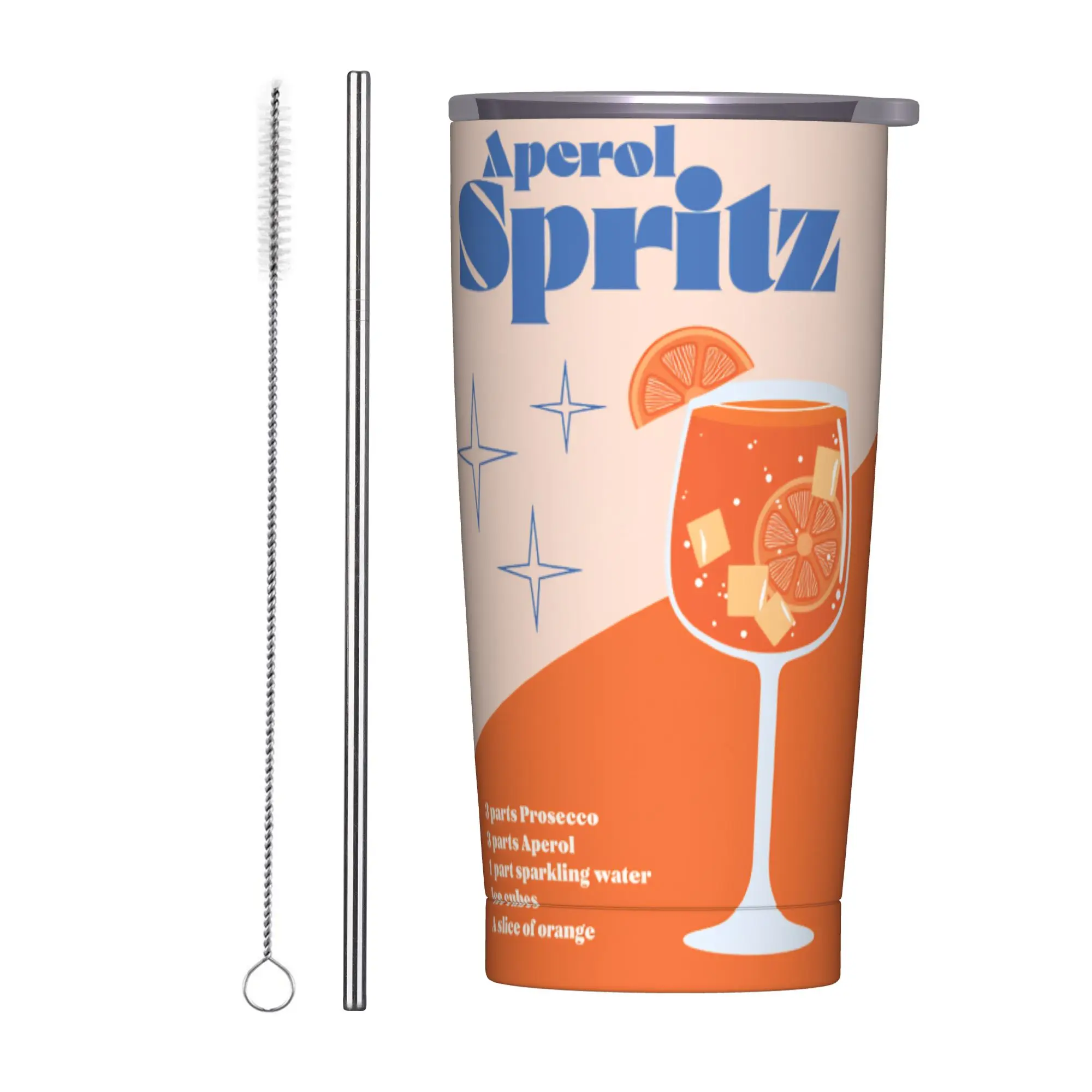 Aperols Spritz Tumbler  Cold Drink Insulated Stainless Steel Coffee Mug Graphic Mugs Cup,
