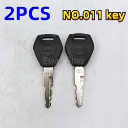 2PC Serial Number 011 Key new style For Lovol Excavator FR60 75 80 150 220 260 330 360 ignition switch、door opening key