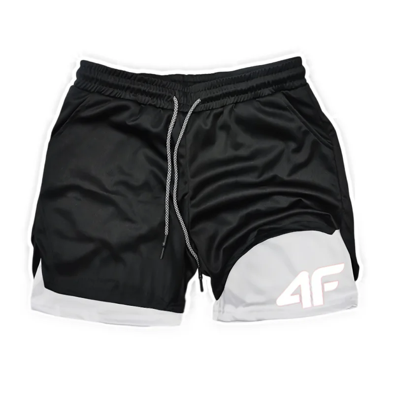 

Мужские беговые шорты 2-в-1 с двойным слоем, спортивные шорты для тренажерного зала, фитнеса, тренировок, бега, мужская одежда