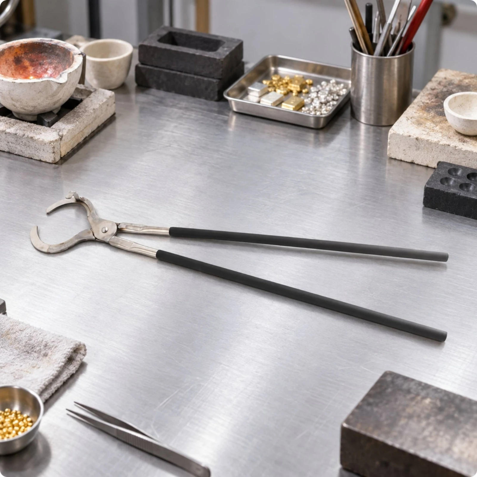 Long-Handled Stainless Steel Crucible Grip Long-Lasting Scissor-Style Crucible Grip Scissor Tongs Precision Grip