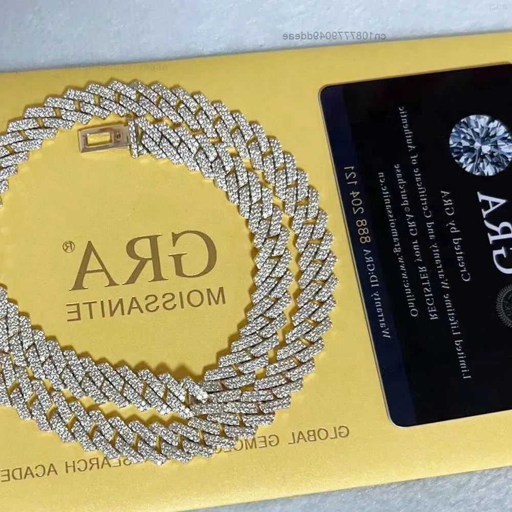 

Pass Diamond Tester 10mm Yellow Gold Hip Hop Cuban Chain Vvs Diamond Moissanite Cuban Chain Mens Rapper Chain Gra Certificate