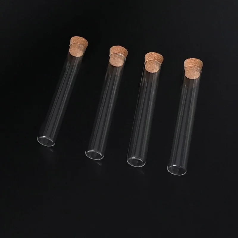 12pcs 24pcs 48pcs 15x100mm Clear Flat Bottom Glass Test Tube with Cork Stoppers Laboratory Supplies