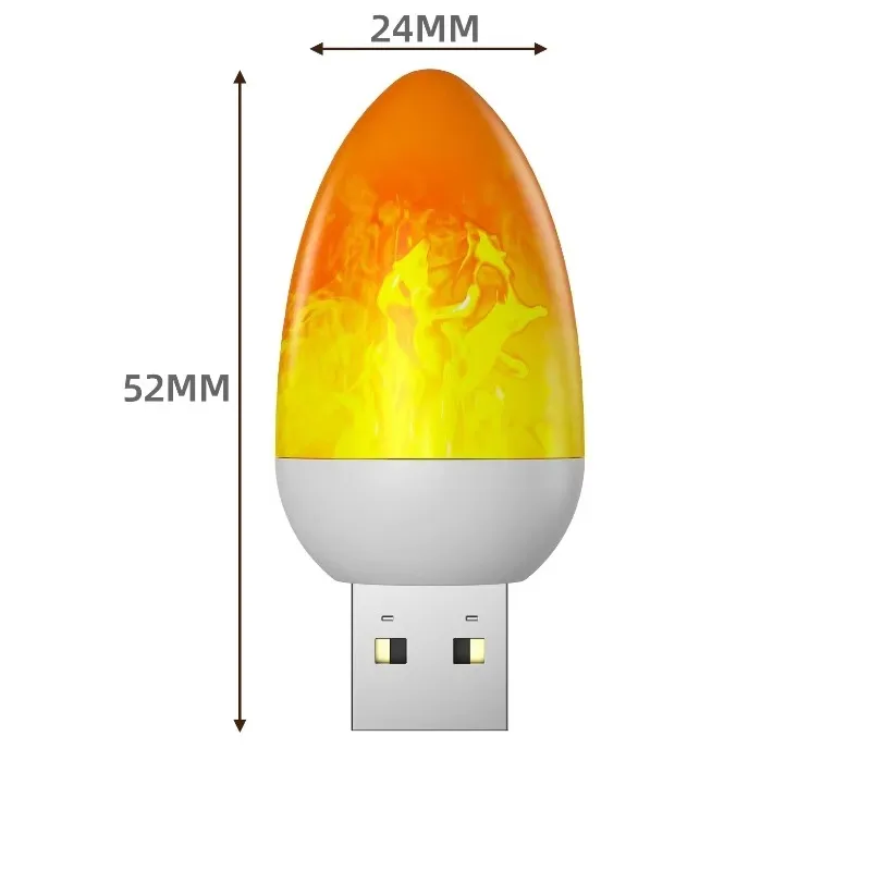 LED Atmosphere Portable Book Light Camping Lighting Bedroom Decoration for Dynamic Flame USB LED Flame Candle Light Flashing