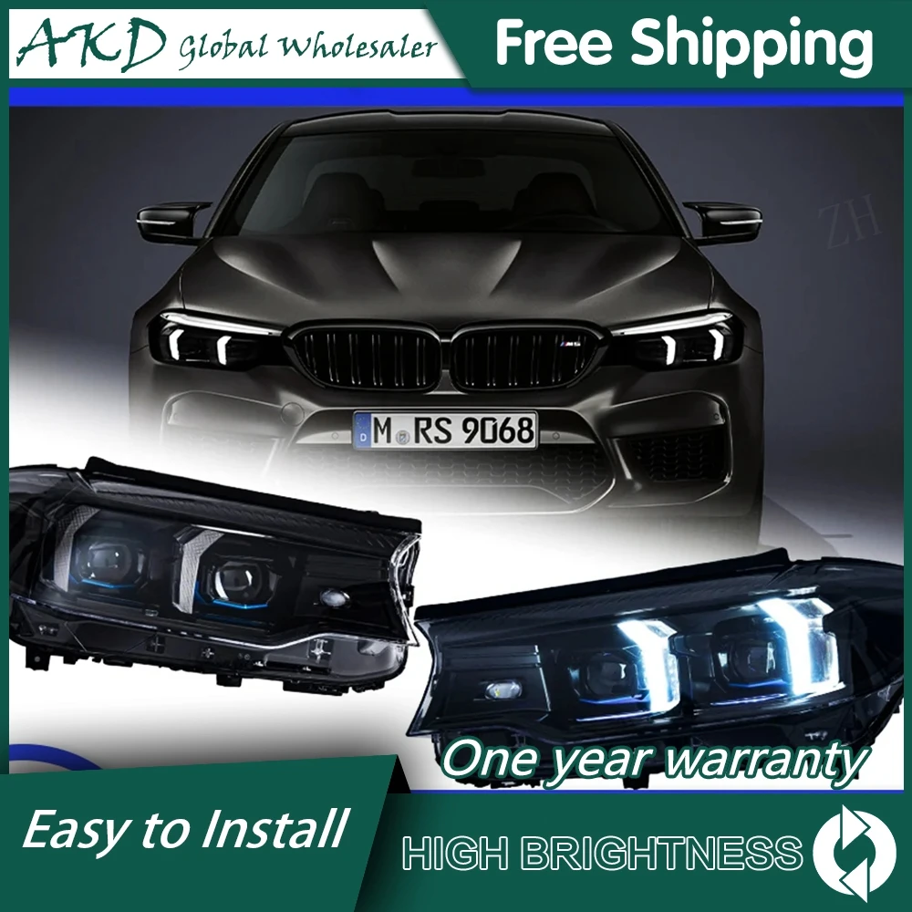 Headlights Car For BMW G30 2018-2022 G38 DRL Hella LED Bi Xenon Bulb Fog Lights Car Accessory M5 LCI 525i 530i Type Head Lamp