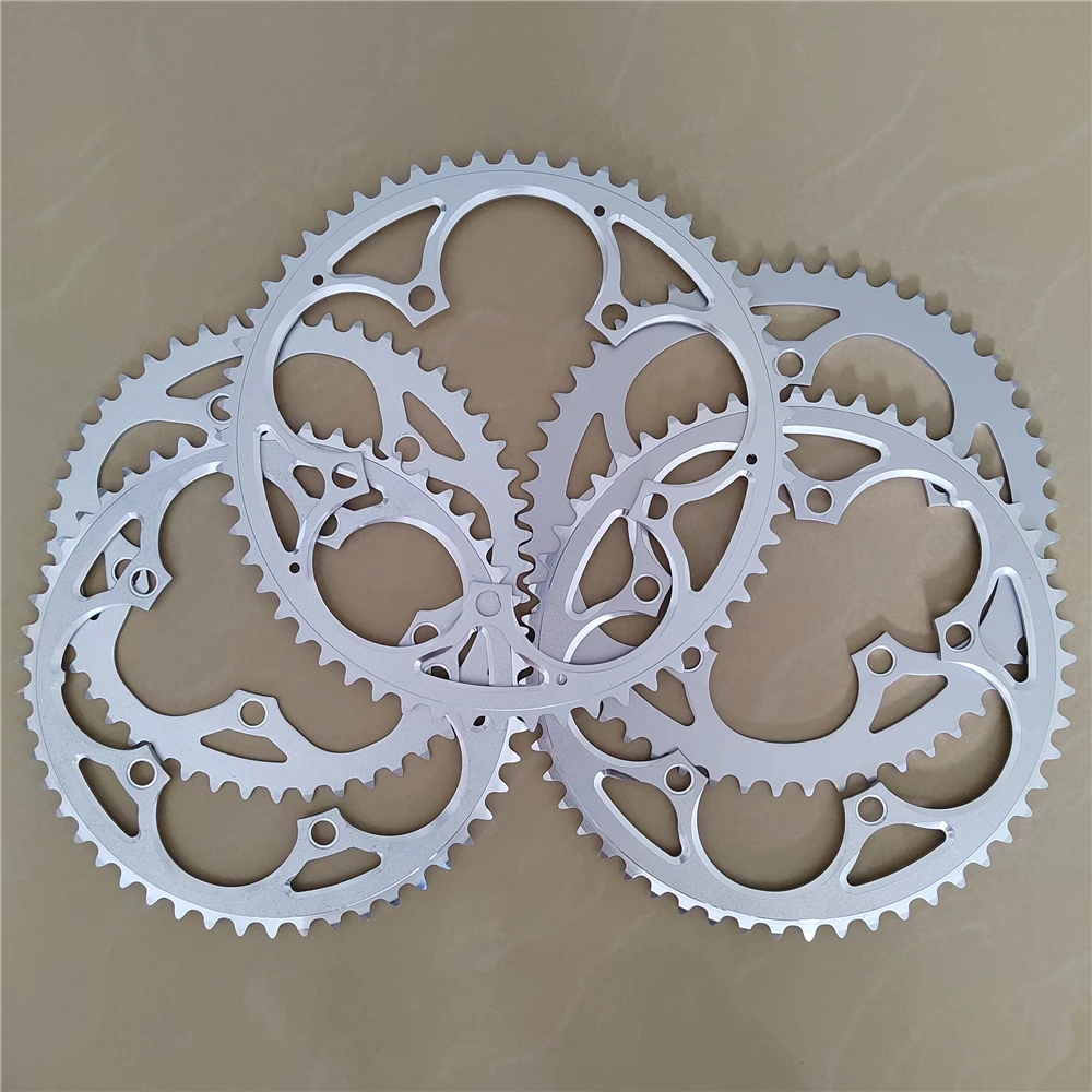 Folding Bicycle Chainwheel Road Bike BCD 130 Hollow Crown MTB Parts Aluminum Alloy Silver 130BCD 48T 50T 52T 53T 56T 7-11 Speed