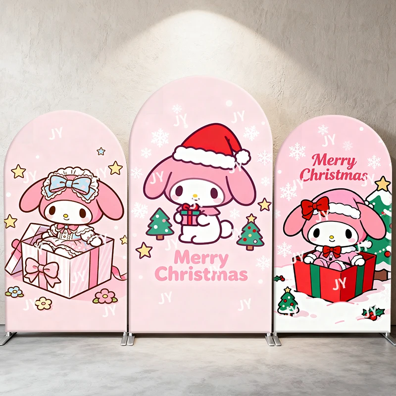 

My Melody Arch Backdrop Cover Sanrio Christmas party background decoration, used as a photo prop for family holiday activities