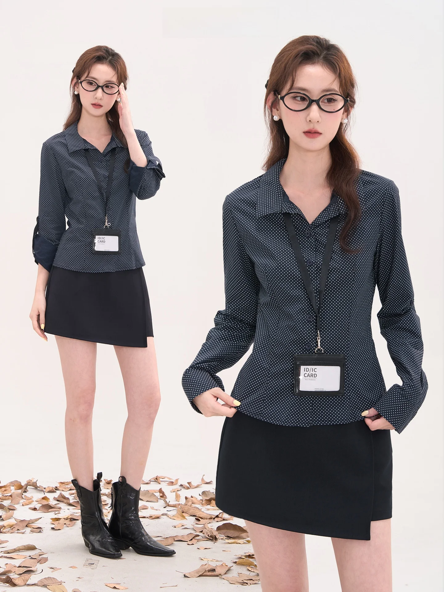 

Simple Ele Long Sve Women's irt Waist Cinched Commute Friendly Versatile Cotton Cheered Busin Casual Top