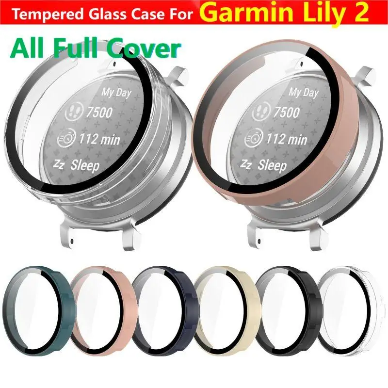 Caixa De Vidro Temperado para Garmin Lily 2 Relógio Inteligente, Protetor De Tela, Cobertura Completa, Bumper Protetor, Acessórios Shell, Correia