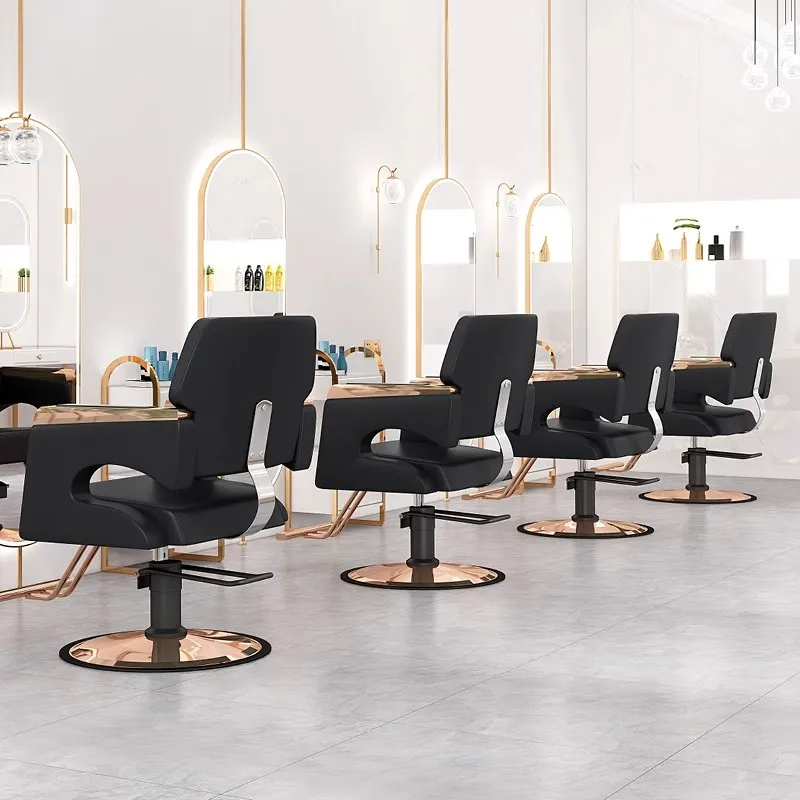 European Style Modern Light luxury Advanced Barber Shop Special Use Hairdressing Chair Stainless Steel Lift Fall Rotation Chair