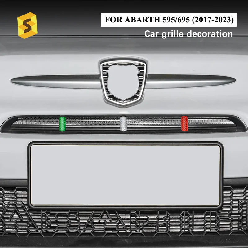

Автомобильная решетка, цвет итальянского флага, наклейка из настоящего твердого углеродного волокна для Abarth 595 695 2017-2023 2022 2021 2020 2019, устойчивая к царапинам