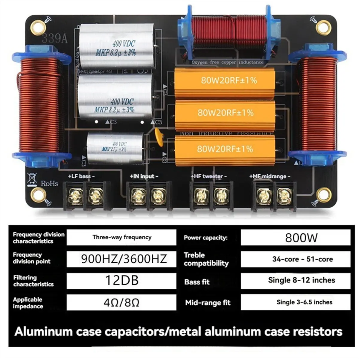 Y60A NEW-Three-Way 800W Professional Speaker High Power Splitter 900Hz/3600Hz Stage Home Theater 3-Unit Audio Crossover Filter