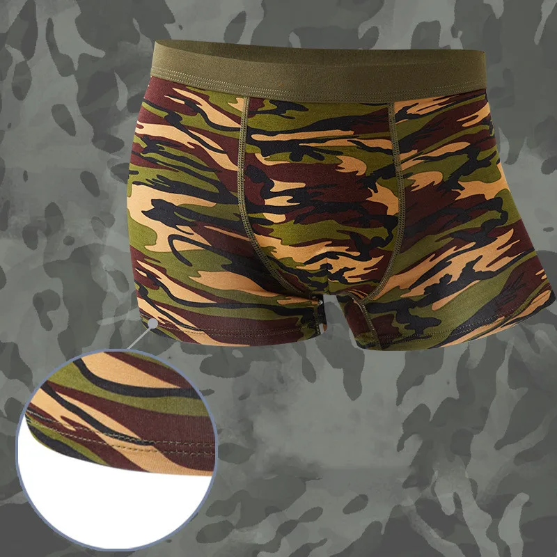 4Pcs/Men\'s Boxers Camouflage Military Panties Man Sexy Boxer Soft Shorts Underwear Male Army Green Underpants for Men Plus Size