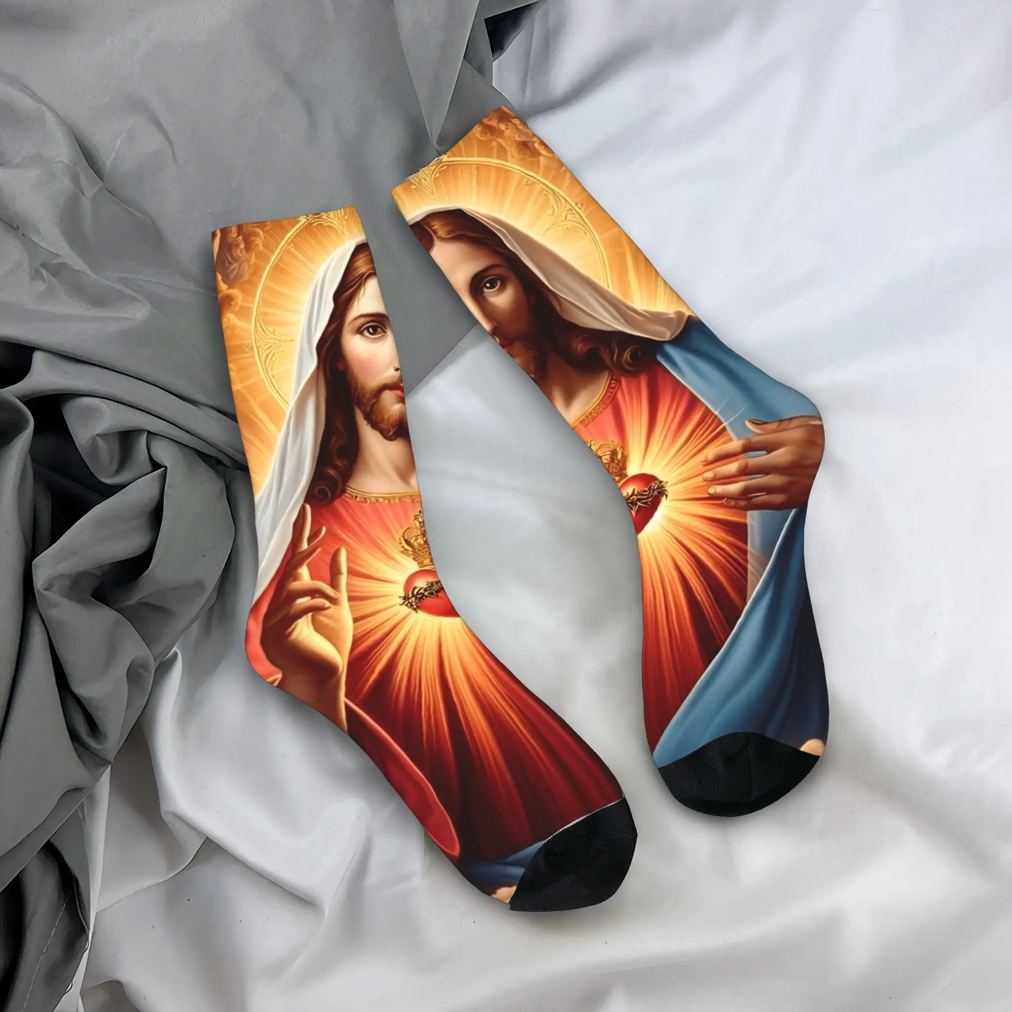 

Novel Christ Jesus Love Fashion Socks Graphic Stockings Non Skid Couple Socks Soft Breathable Winter Trendy Running Sports Socks