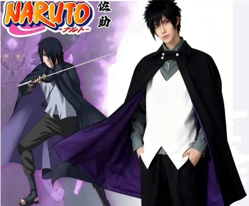 

Japanese Anime Uchiha Sasuke Cosplay Costume Shirt Vest Uniform Wig Full Set Adult Man Woman Halloween Carnival Suit