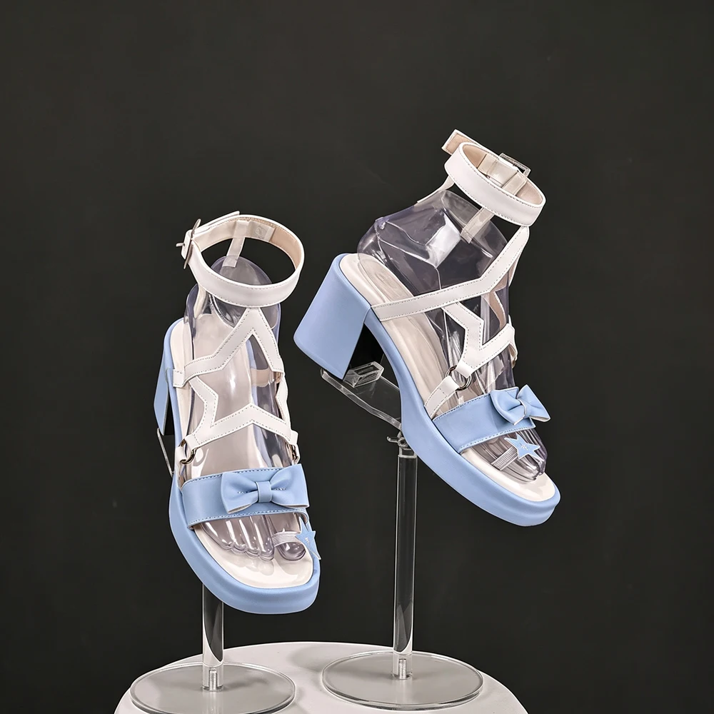 Honkai Star Rail Robin Summeretto Cosplay Shoes Star Cutout Block Heel Sandals Women Halloween Party Sweet Lolita Summer Shoes