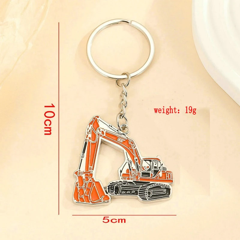 Creative Zinc Alloy Stereo Excavator Backhoe Keychain For Friend Gift Bag Pendant Charms Car Key Accessories Jewelry