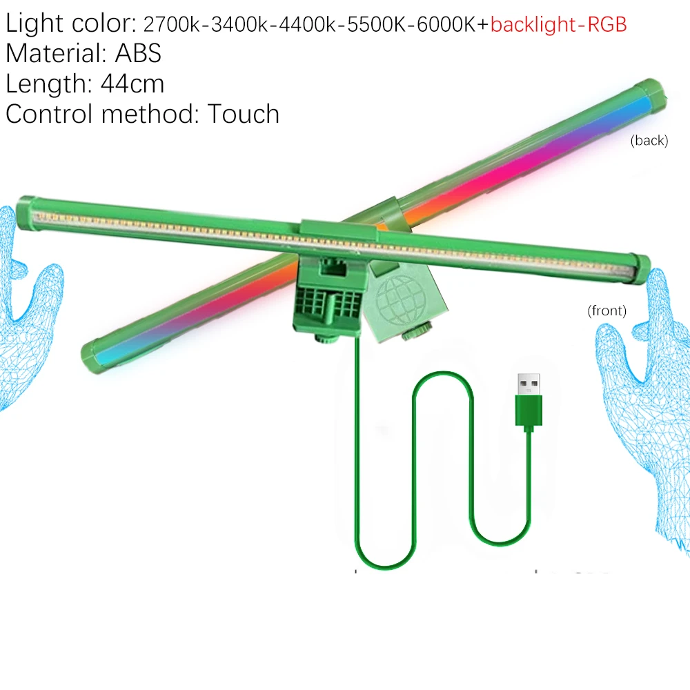 Wisciton 33–60 cm Monitor-Lichtleiste, PC, RGB-Hintergrundbeleuchtung, Augenschutz, Dimmen, Lesen/Spielen/Arbeitslampe, zeitgesteuertes Nachtlicht 10