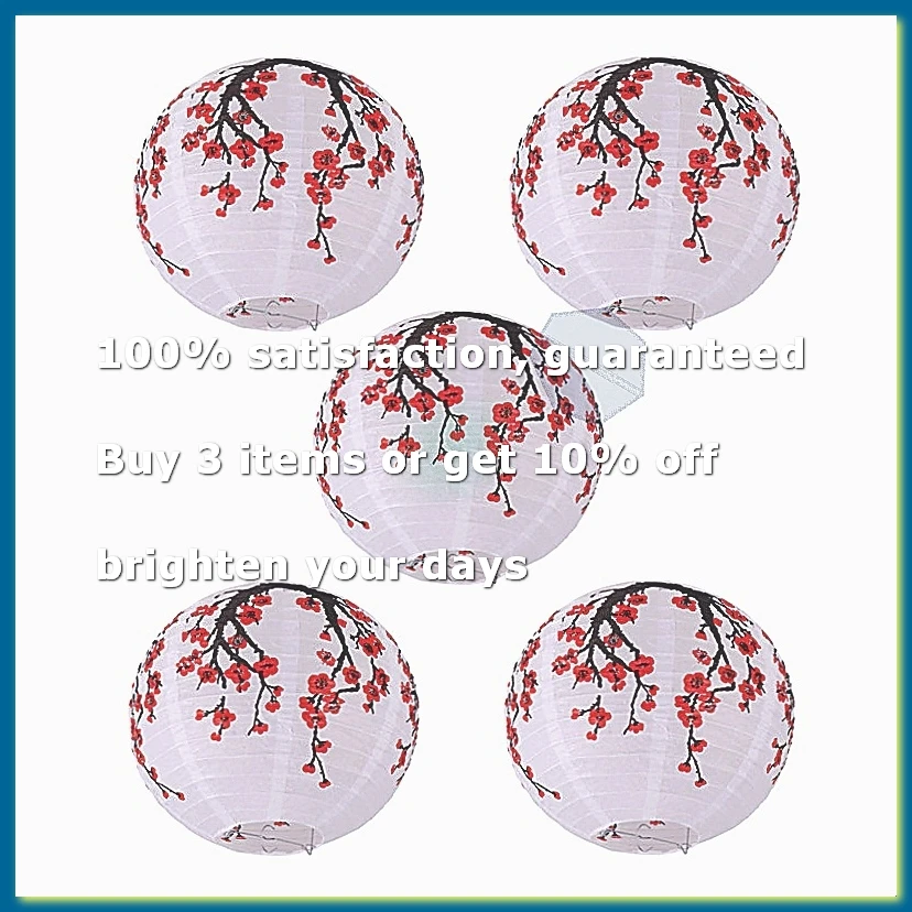 12-Inch Japanese/Chinese Paper Lanterns (Set of 5, Red )