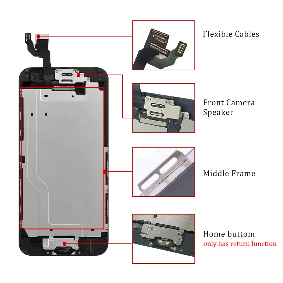 Full Set LCD For iPhone 6 A1586 Display Touch Screen Digitizer Full Assembly 6G Ecran Replacement With Home Button Front Camera