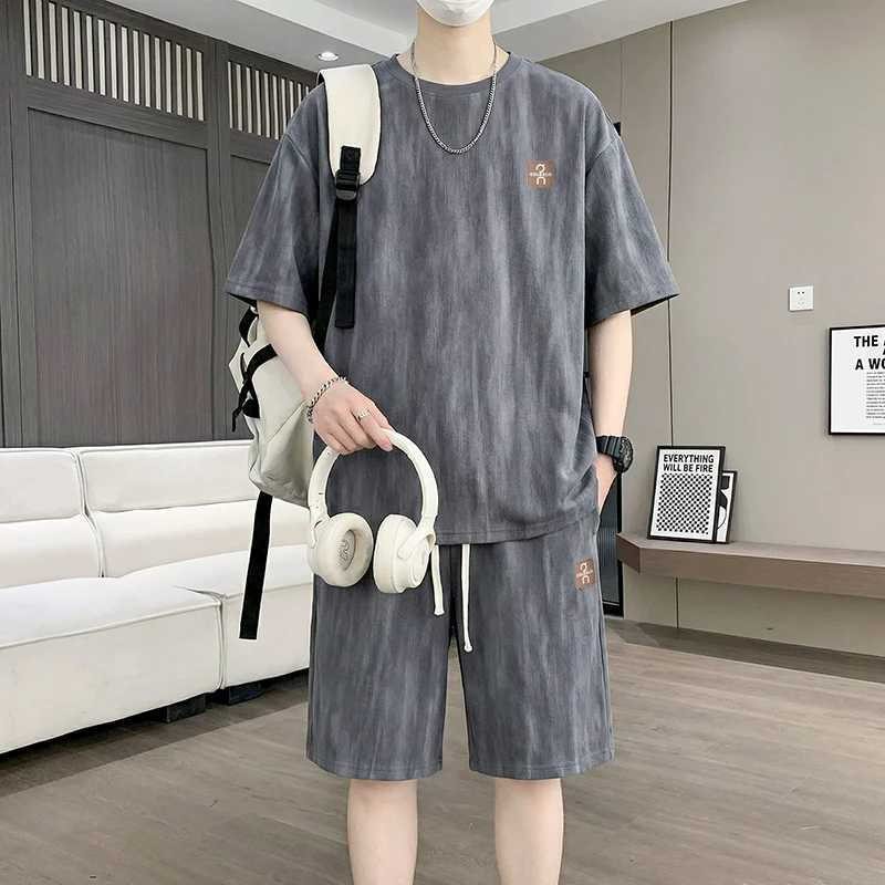 【T-Shirt + 5-Point Shorts】Men's T-Shirt Set New Summer Fashion Unique Tie-Dye Street Style Trendy Sports Casual Two-Piece Suit view 3