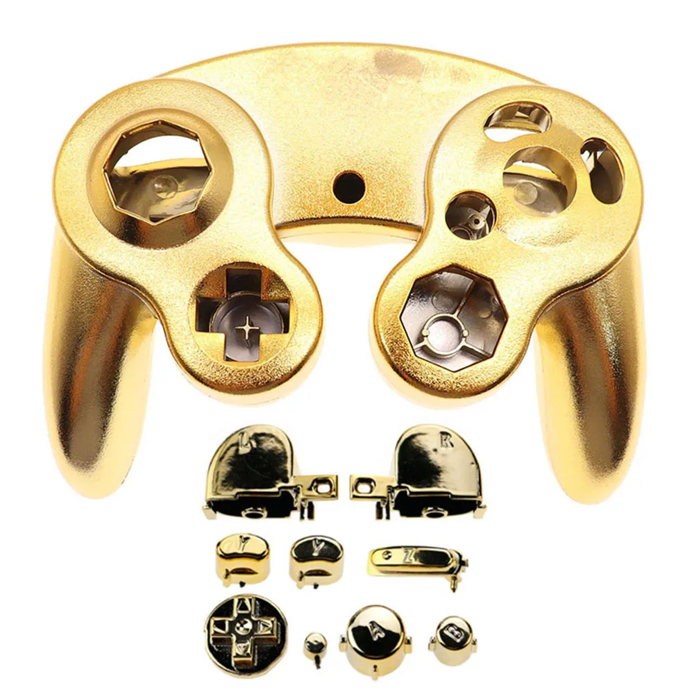 1Set For NGC Gamecube Controller Electroplated Gold Housing Shell Case Handle Protective Cover and Buttons Replacement