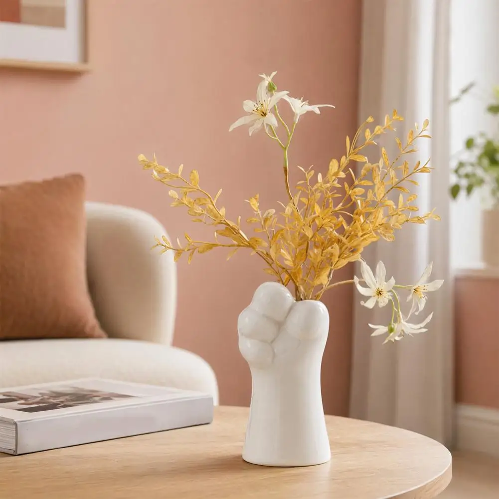 2026 Cute Cat Paw Flowers Vase, Cat Paw Vase for Fresh/Dry Flowers, Decorative Ceramic Vase for Home Room Office Party Wedding