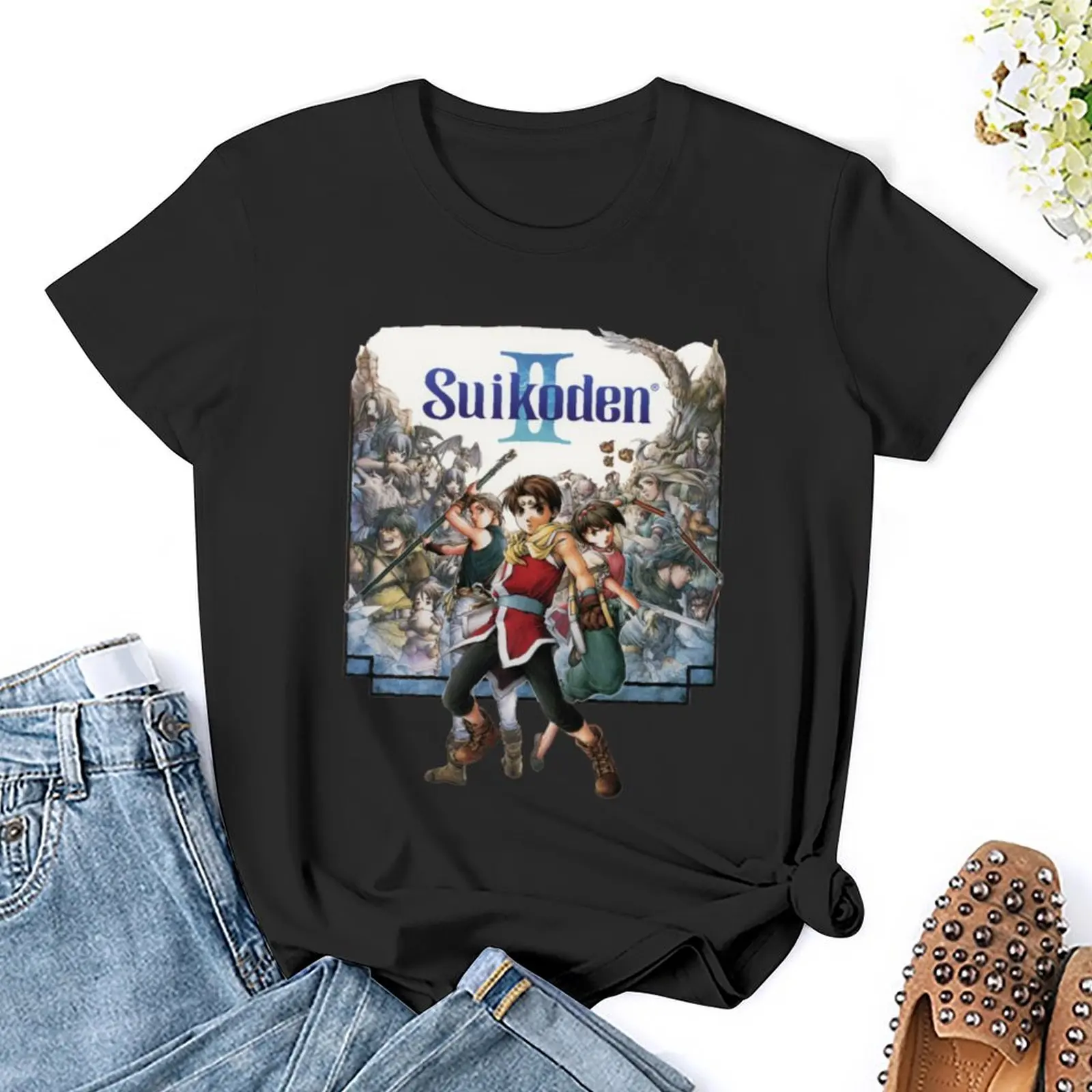 Camiseta Suikoden II para mujer, ropa de verano con estampado de animales, ropa estética de gran tamaño, camisas de entrenamiento