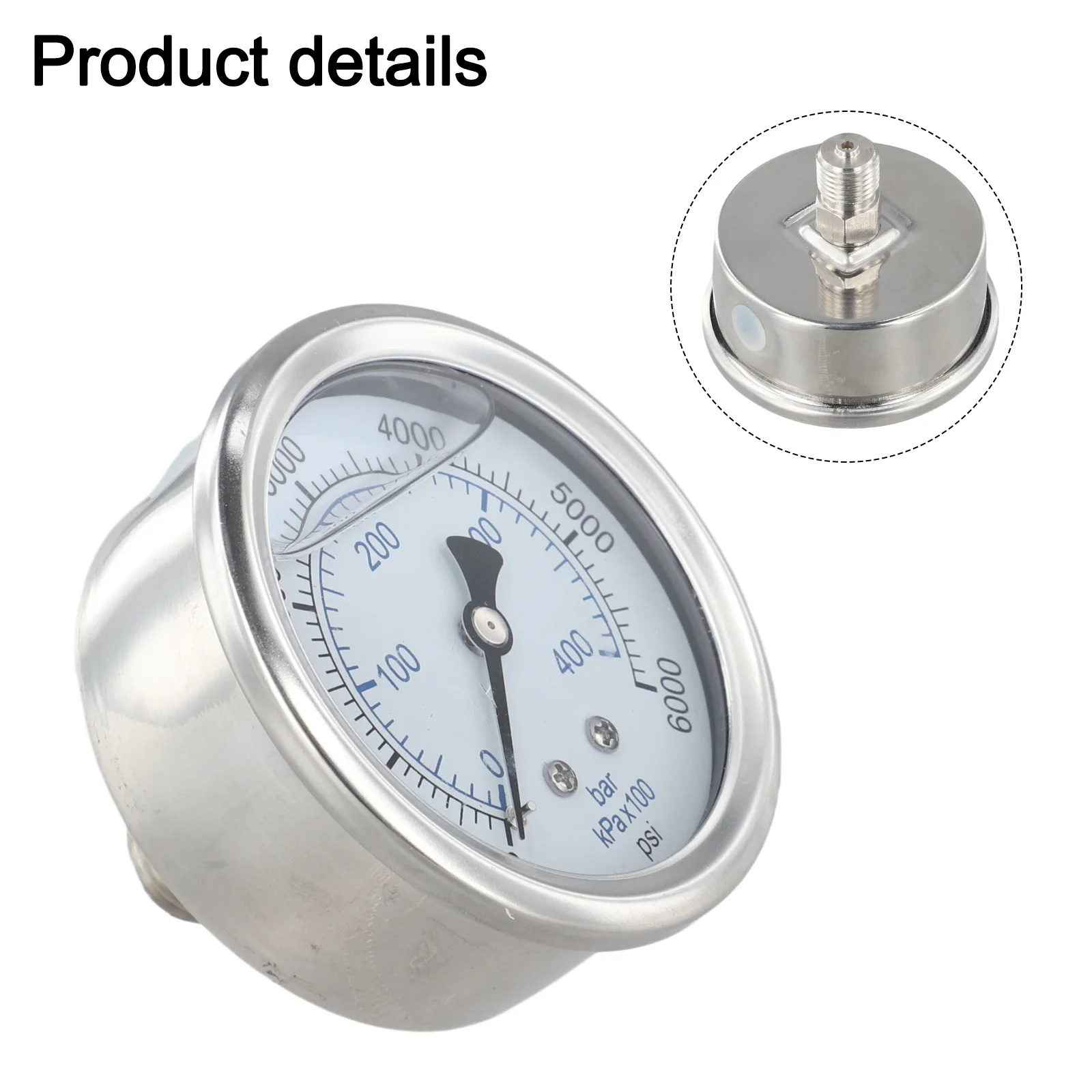 Pressure Washer Pressure Gauge Holder Dual Scale Measurement Stainless Steel Construction Perfect for M14 Compatible Machines