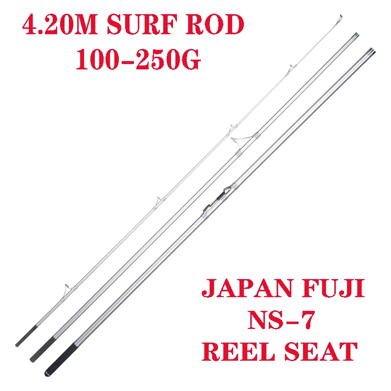 Lurekiller 4,20 M caña de Surfcasting caña de Surf caña de pescar Longcast 3 secciones 80-150g/100-250g/200-400g guías Fuji pesca en agua salada