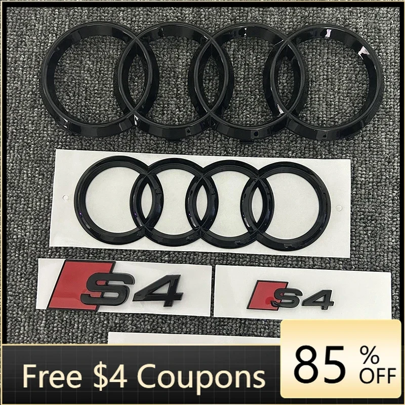 

Car Sticker Hot Car Sticker Hot AUDI 4Ring Logo ABS Black Car Hood Front Grill Emblem Rear Trunk Badge Sticker 2P S4 1P Audi Spo