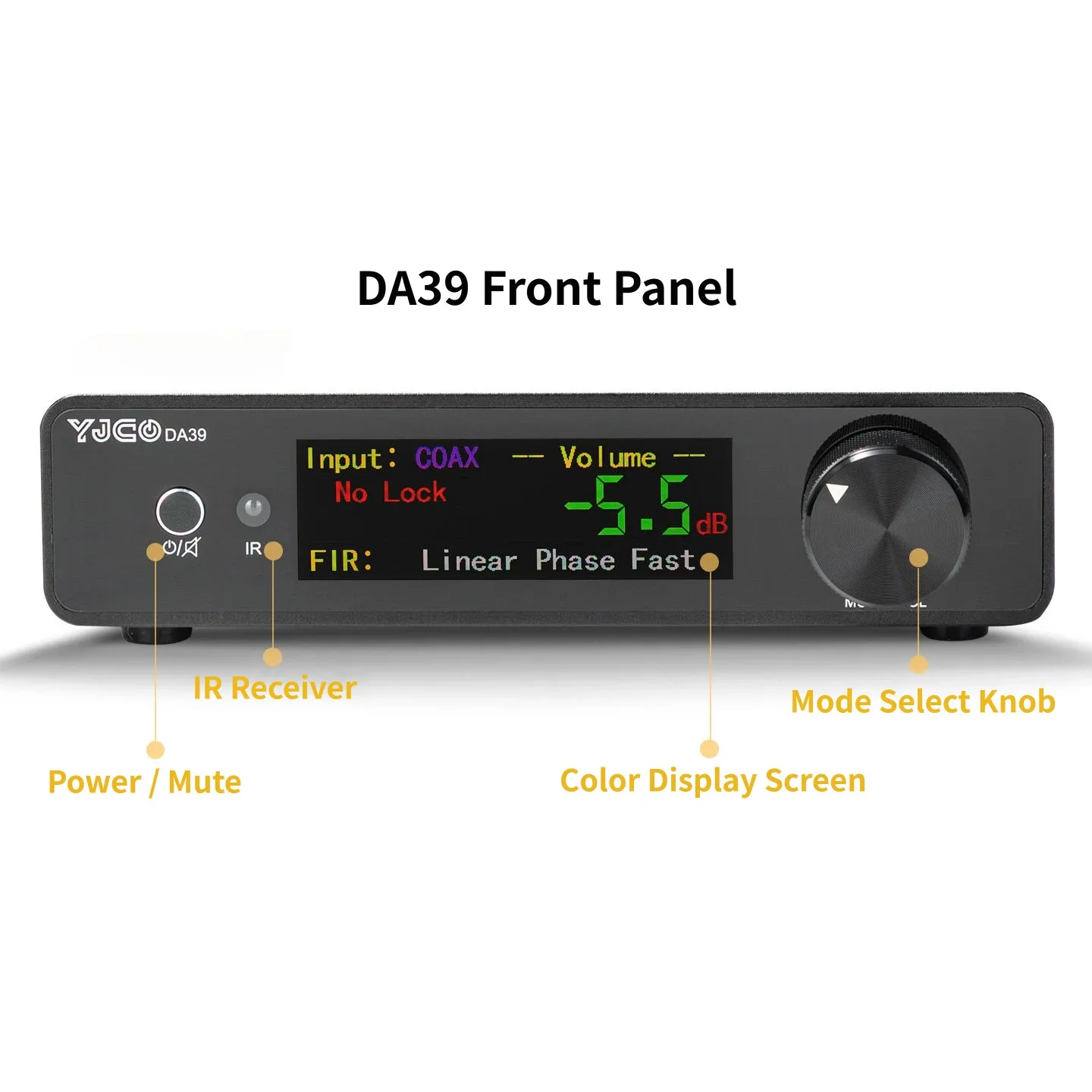 YJCO Desktop DAC Audiophile Grade Bluetooth Audio Decoder ES9039Q2M FPGA LDAC AptX USB Optical Coaxial Input Remote Control DA39