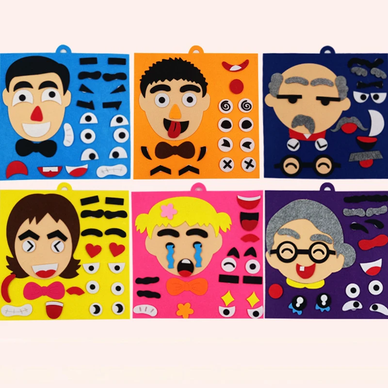 1 ensemble de jouets Puzzle à visage changeant 30CM, Style membres de la famille, feutre 3D, Expressions faciales, bricolage, jouets éducatifs cognitifs Montessori ZYF