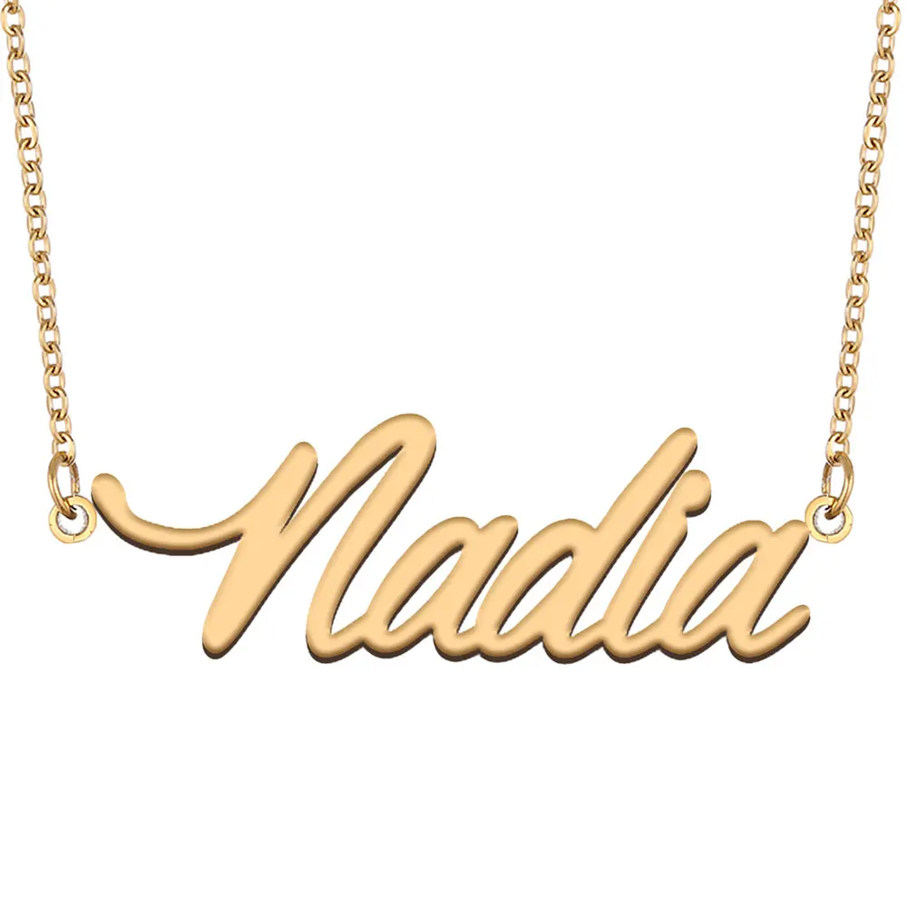 

Nadia Name Necklace for Women Stainless Steel Jewelry Gold Color Nameplate Pendant Collares Para Mujer Letters Choker