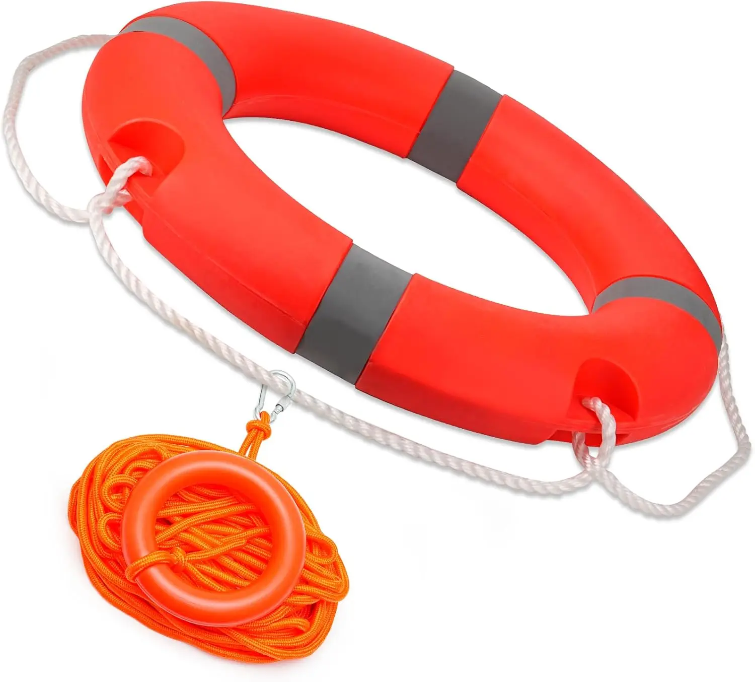 

Оранжевый спасательный буй для бассейна с плавучим тросом и светоотражающей лентой, 14/22 дюйма, для спасения на воде