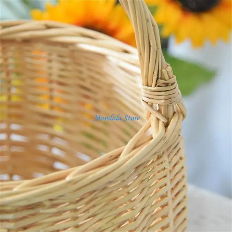 

U2JC User Friendly Woven Wicker Basket Handheld Bag For Market Shopping Or Garden Use