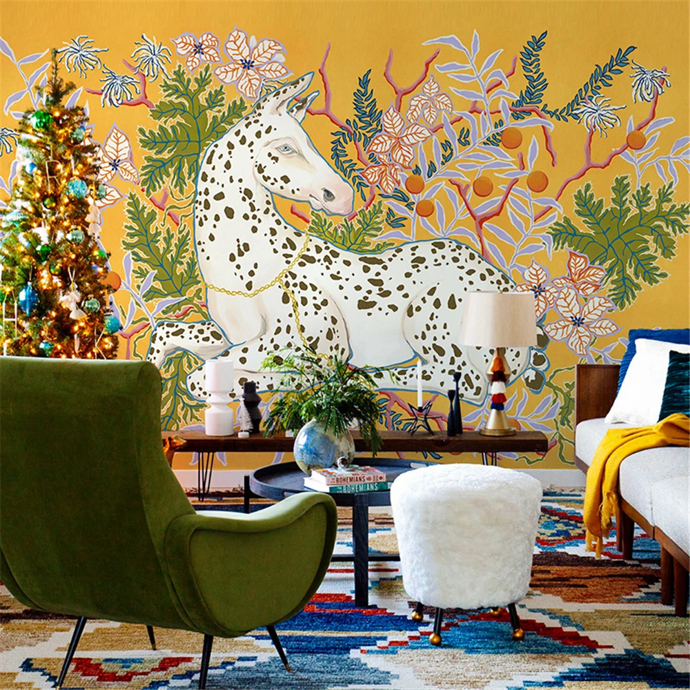 custom American zebra wallpapers for living room sofa colorful art white horse mural homestay bedside background 3D wallpaper